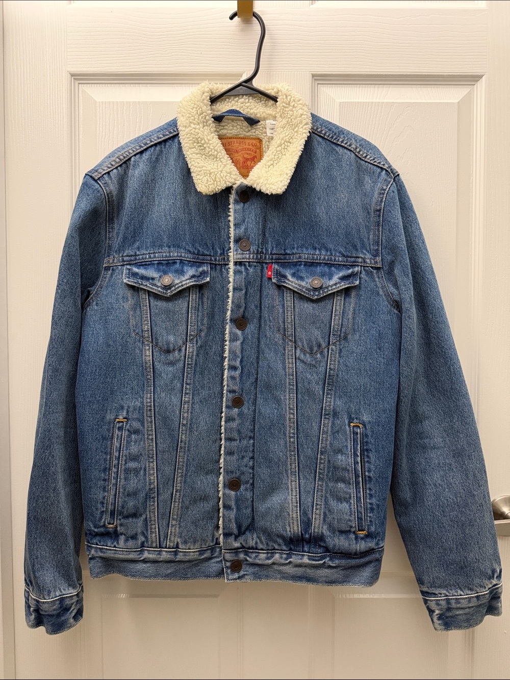 Levi's Blue Denim Jacket with Cream Sherpa Collar